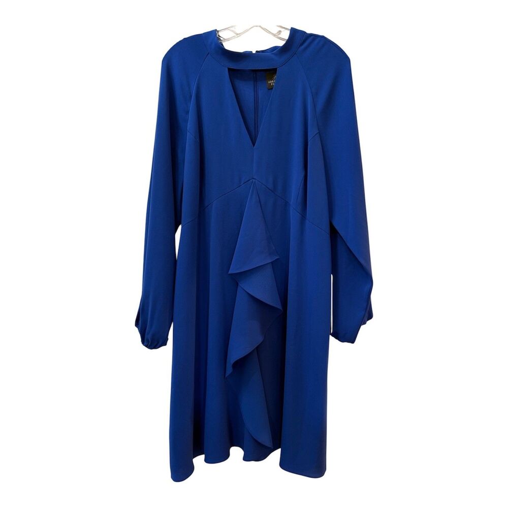 Adrianna Papell Fancy Crepe Ruffle Skirt Dress Size 18 Moraccan Blue NWT